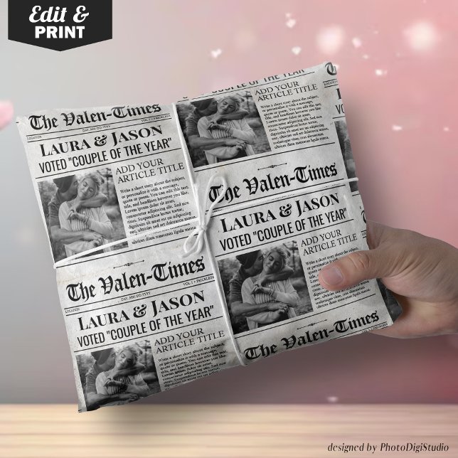 Valentines Unique Wrapping Paper Couples Newspaper (Valentines Unique Wrapping Paper Couples Newspaper)
