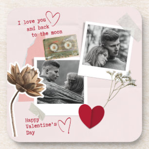 Valentines vintage Couple Photo Black and white Beverage Coaster