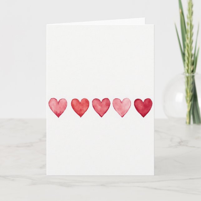 Valentines Watercolor Hearts Card (Front)