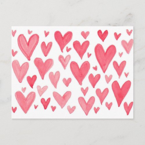 Valentines Watercolor Hearts Postcard