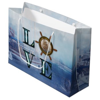 Valentine's Watercolor Nautical "love" Large Gift Bag by steelmoment at Zazzle