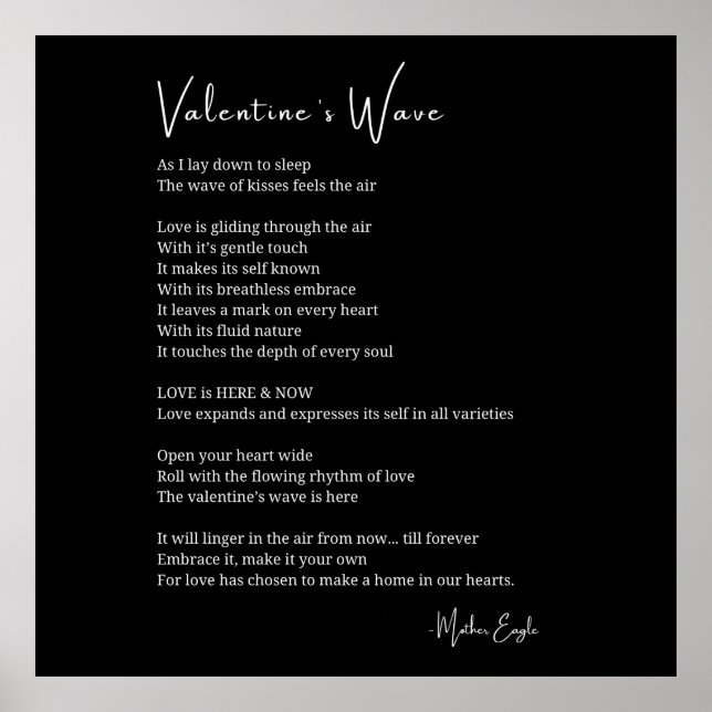 Valentines wave love poem poster wall art decor  (Front)