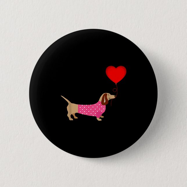 Valentines Weiner Daschund Doxie In Dog Dress  Button (Front)