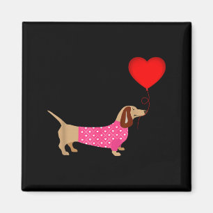Valentines Weiner Daschund Doxie In Dog Dress  Magnet