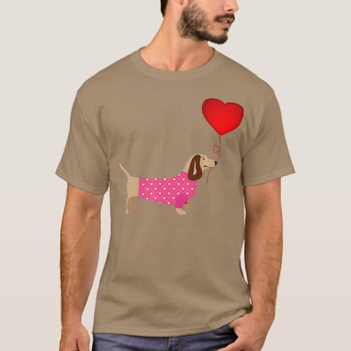 Valentines Weiner Daschund  Doxie in Dog Dress T_Shirt