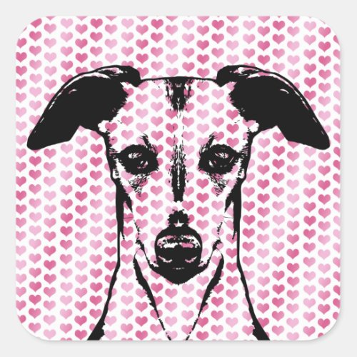 Valentines _ Whippet Silhouette Square Sticker