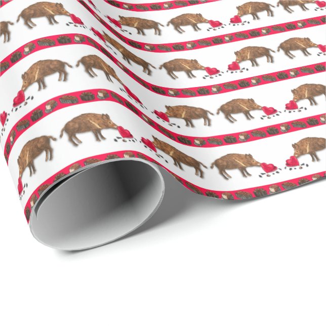 Valentine's Wild Boars Wrapping Paper (Roll Corner)