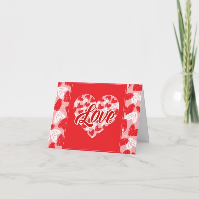 Valentine's "With Love" Hearts - Customize Holiday Card (Front)