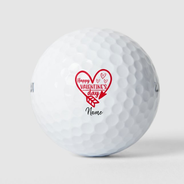 Valentine's  with red heart to golfer   Golf Balls (Front)