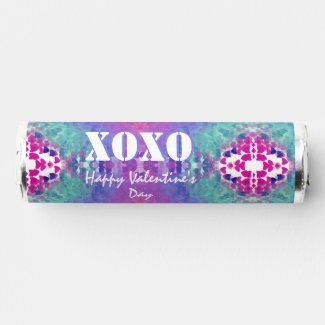Valentines XOXO Purple Pink Blue Green Hearts Breath Savers® Mints