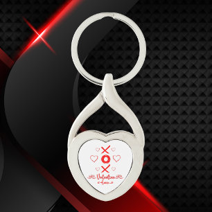 Valentine's XOXO with Hearts in Red Keychain