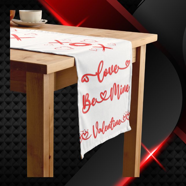 Valentine's XOXO with Hearts in Red | Long Table Runner (Creator Uploaded)