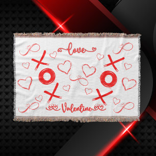 Valentine's XOXO with Hearts in Red Throw Blanket