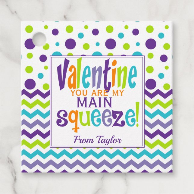 Valentines You Are My Main Squeeze Squishy Favor Tags (Front)