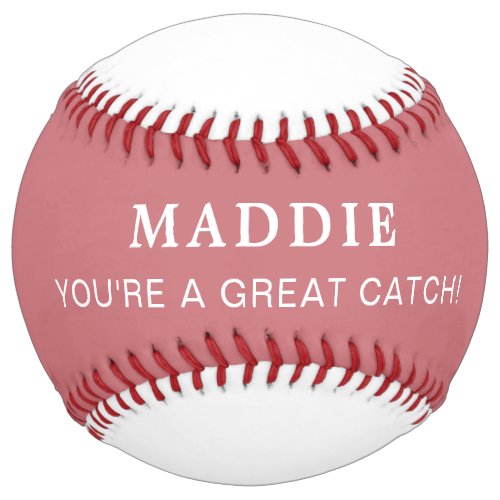 Valentines Youre A Great Catch Personalized Coral Softball