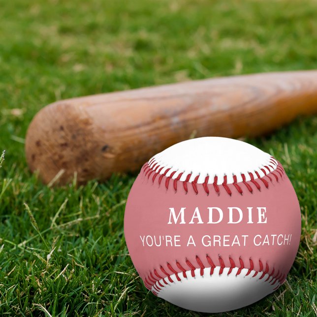 Valentines You're A Great Catch Personalized Coral Softball (Valentines You're A Great Catch Personalized Coral Softball)