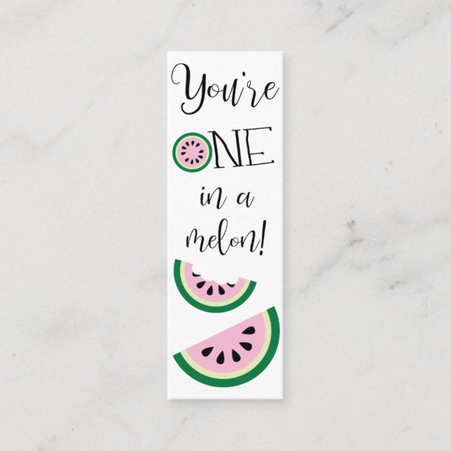 Valentine's You're One in a Melon! Mini Bookmark  Mini Business Card (Front)