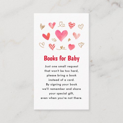 Valentiness Day Baby Shower Books for Baby  Enclosure Card