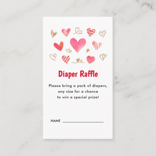 Valentiness Day Baby Shower Diaper Raffle Tickets Enclosure Card