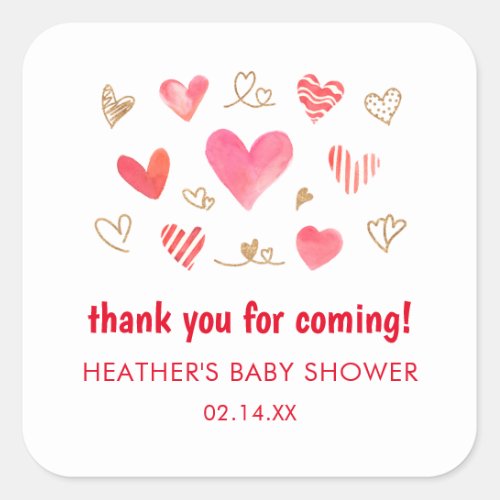Valentiness Day Baby Shower Thank You Square Sticker