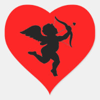 Valentines's Day Gift Cupid Silhoutte Heart Sticker