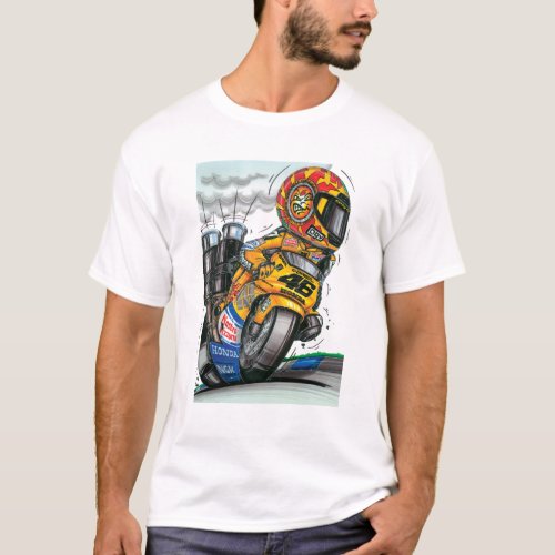 Valentino Rossi Cartoon Racing Pilot T_Shirt