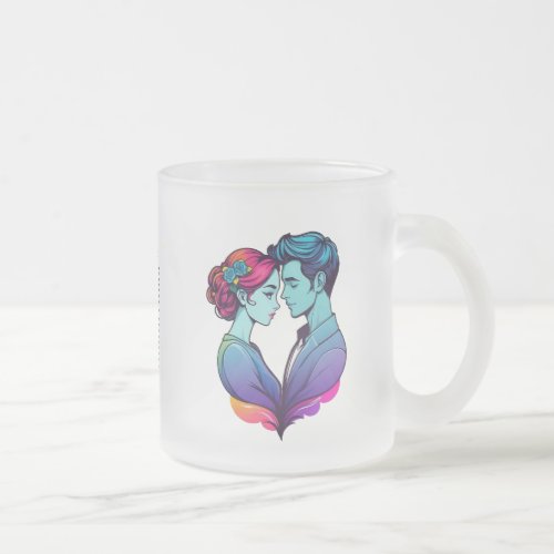 Valentins  Couple Frosted Glass Coffee Mug