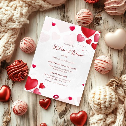 Valentne pink and red heart Rehearsal Dinner