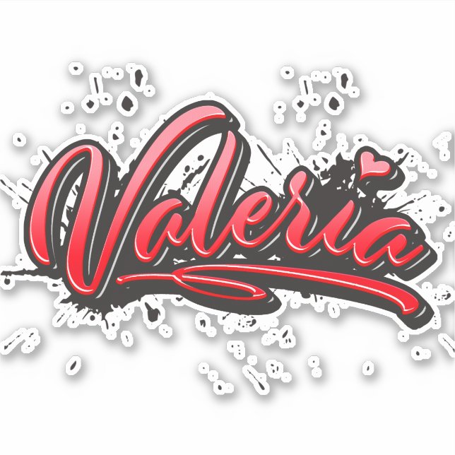 Valeria red Heart Graffiti Sticker (Front)