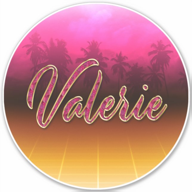 Valerie First Name golden pink sticker (Front)