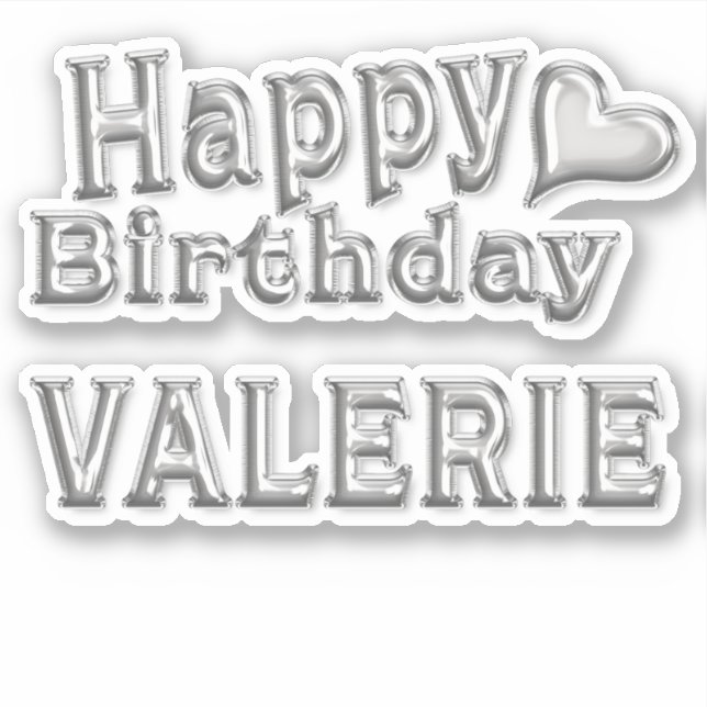 Valerie Happy Birthday silver Sticker (Front)