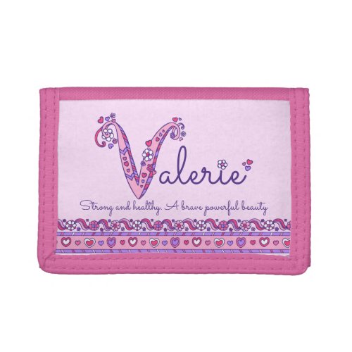 Valerie letter V name meaning doodle art Tri_fold Wallet