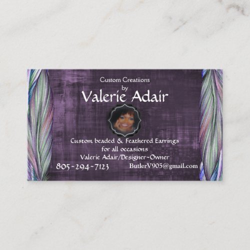 Valeries Feather Wings  Earrings Business Card