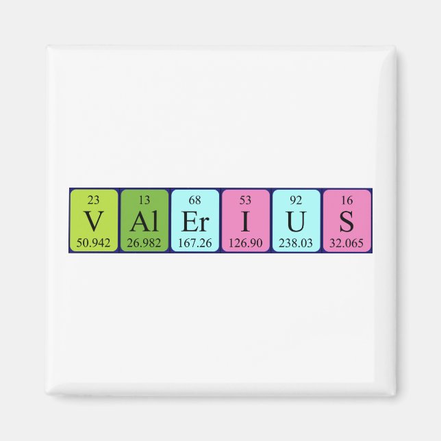Valerius periodic table name magnet (Front)