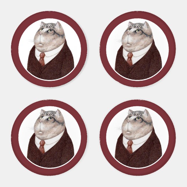 VALET CAT Round Acrylic Coasters (Set)