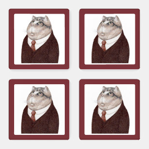VALET CAT Square Acrylic Coasters