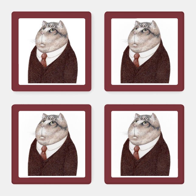 VALET CAT Square Acrylic Coasters  (Set)