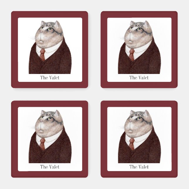 VALET CAT Square Acrylic Coasters + Text (Set)