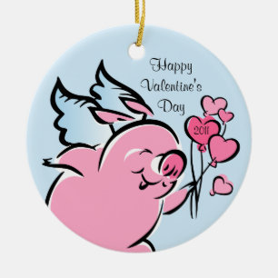 Valetine Pig Personalized Ornament