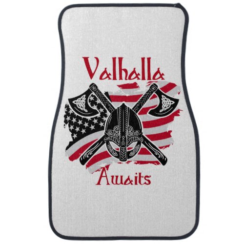  Valhalla Awaits _ American Flag Car Floor Mat