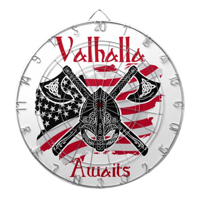  Valhalla Awaits - American Flag Dart Board (Front)