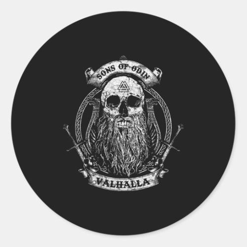 Valhalla Odin Viking Motif Classic Round Sticker