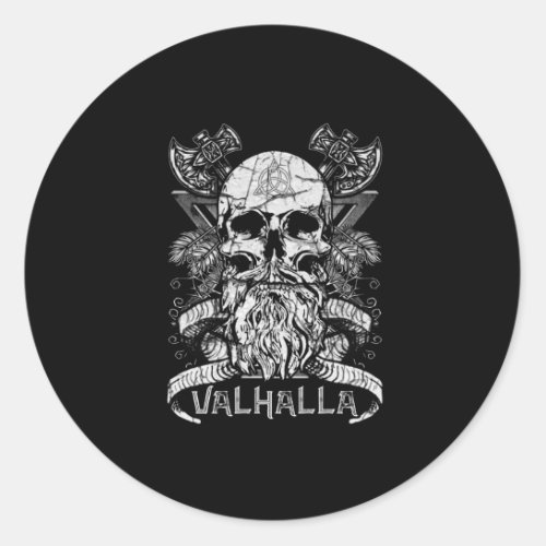 Valhalla Odin Viking Motif Classic Round Sticker