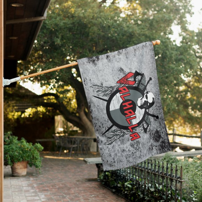 Valhalla Viking Inspired Logo Design House Flag (In SItu)