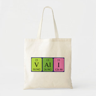 Vali periodic table name tote bag