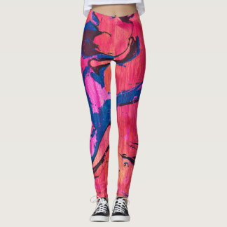 Valiant 1 Vibrant Red Blue Abstract Leggings