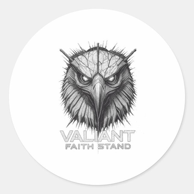 Valiant Faith Stand Eagle Christian Courage Streng Classic Round Sticker (Front)