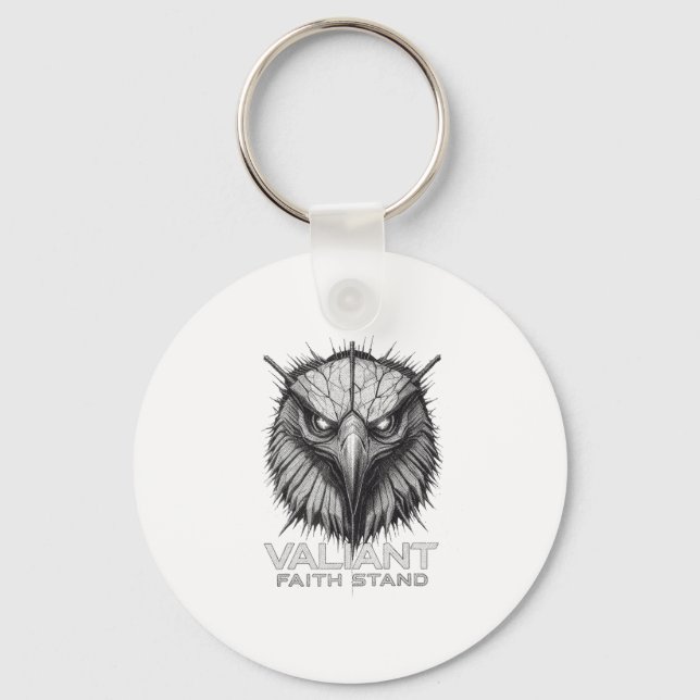 Valiant Faith Stand Eagle Christian Courage Streng Keychain (Front)