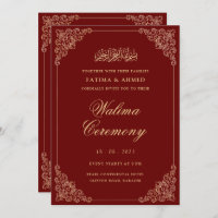 Valima Red Gold Islamic Muslim Wedding
