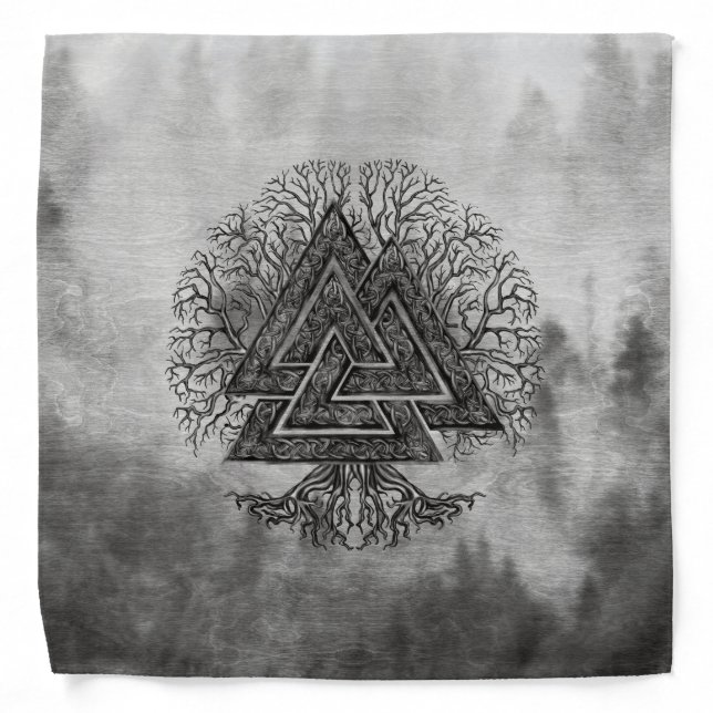 Valknut and Tree of Life Yggdrasil Bandana (Front)